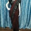 Maroon and black zigzag pattern cotton saree - Image 12
