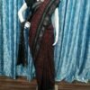 Maroon and black zigzag pattern cotton saree - Image 14