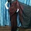 Maroon and black zigzag pattern cotton saree - Image 11