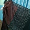 Maroon and black zigzag pattern cotton saree - Image 10