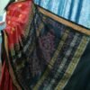Red sambalpuri cotton saree with black border - Image 7