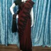 Maroon sambalpuri cotton saree with black temples and chakra anchal - Image 14