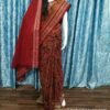 Peacock pattern sambalpuri cotton saree in burgundy and red - Image 14