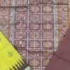 Golden sambalpuri silk saree with maroon  temple border and bomkei art - Image 13