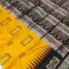 Yellow sambalpuri silk saree with temple border and bomkei art - Image 8