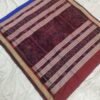 Blue sambalpuri silk saree with tribal art and maroon temple border - Image 8