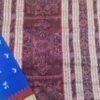 Blue sambalpuri silk saree with tribal art and maroon temple border - Image 3
