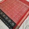 Black papa silk saree with red border and anchal - Image 5