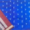 Blue sambalpuri silk saree with tribal art and maroon temple border - Image 2