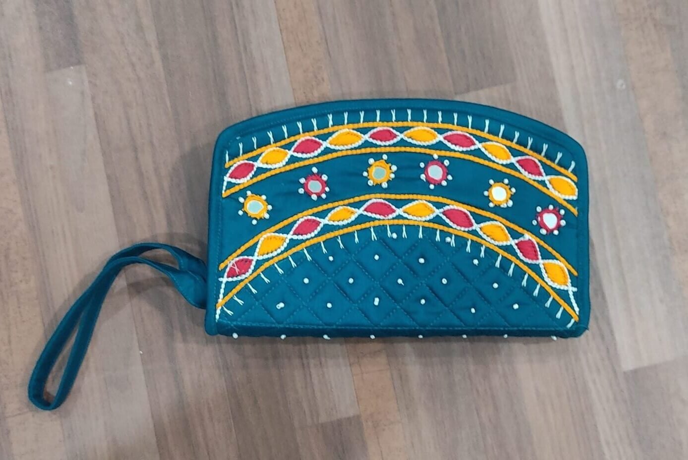 Traditional Multicolor Purse With Tassels & Beaded Handle