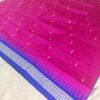 Pink sambalpuri silk saree with blue temple border and anchal - Image 11