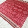 Red sambalpuri silk saree with tribal art saptapar border and anchal - Image 5