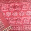 Red sambalpuri silk saree with tribal art saptapar border and anchal - Image 6