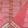 Red sambalpuri silk saree with tribal art saptapar border and anchal