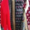 Black and red tribal pattern sambalpuri cotton dress material with matching dupatta