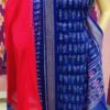 Blue and red tribal pattern sambalpuri cotton dress material with matching dupatta