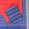 Blue and red tribal pattern sambalpuri cotton dress material with matching dupatta - Image 3