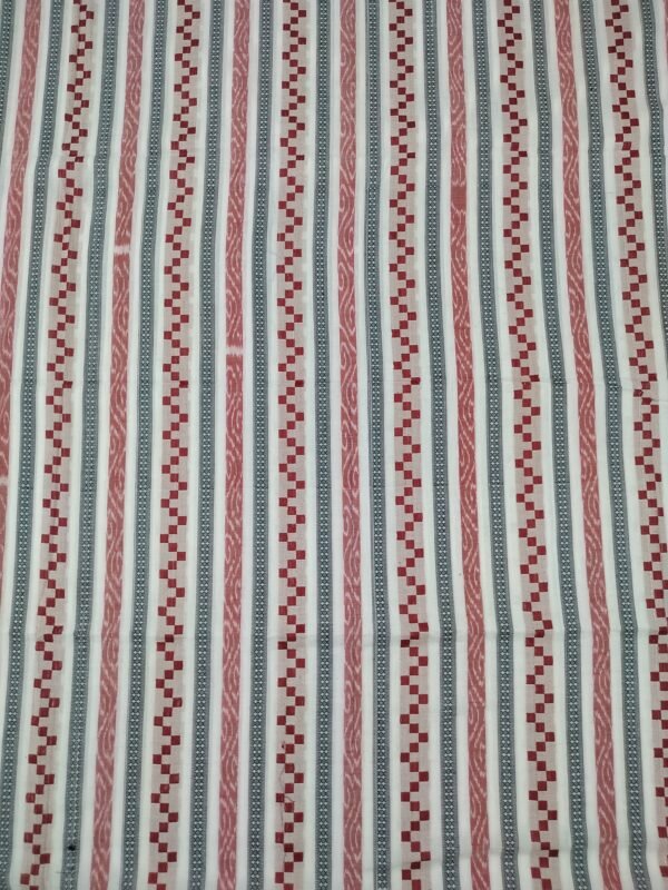 White and red sambalpuri cotton fabric - Image 2