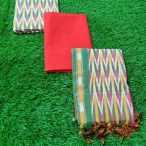 Multi colour ikkat pure cotton dress material