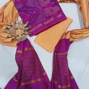 Magenta and brown mix silk dress material