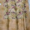 Green flower pattern art silk saree with blouse - Image 8