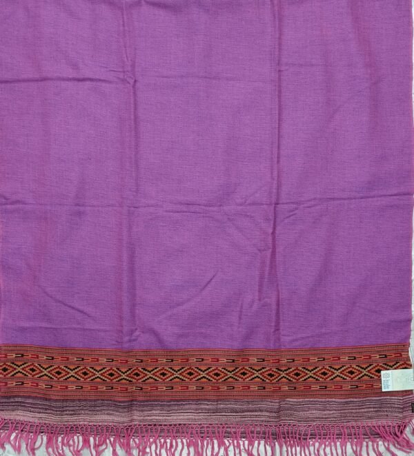 Magenta Handloom Border Premium Merino 3inch Yak Shawl - Image 2