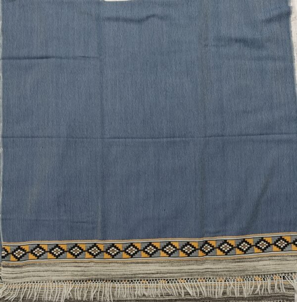 Blue handloom border Premium Merino 3 Inch yak Shawl - Image 3