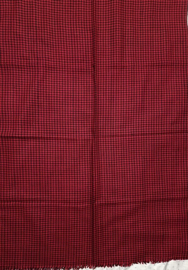 Maroon and Black Checked Premium Soft Wool Yak Shawl - Image 3