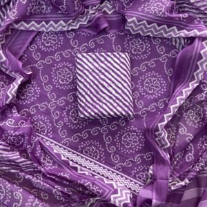 Purple hand block print dress material