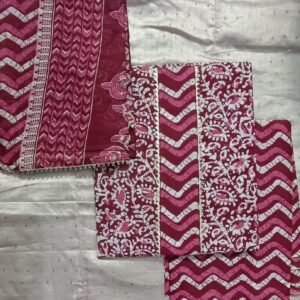 Maroon and white gota pati cotton dress material