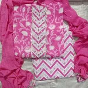 Pink gota pati cotton dress material