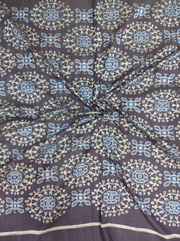 Blue sambalpuri cotton fabric with tribal art  pattern - Image 2
