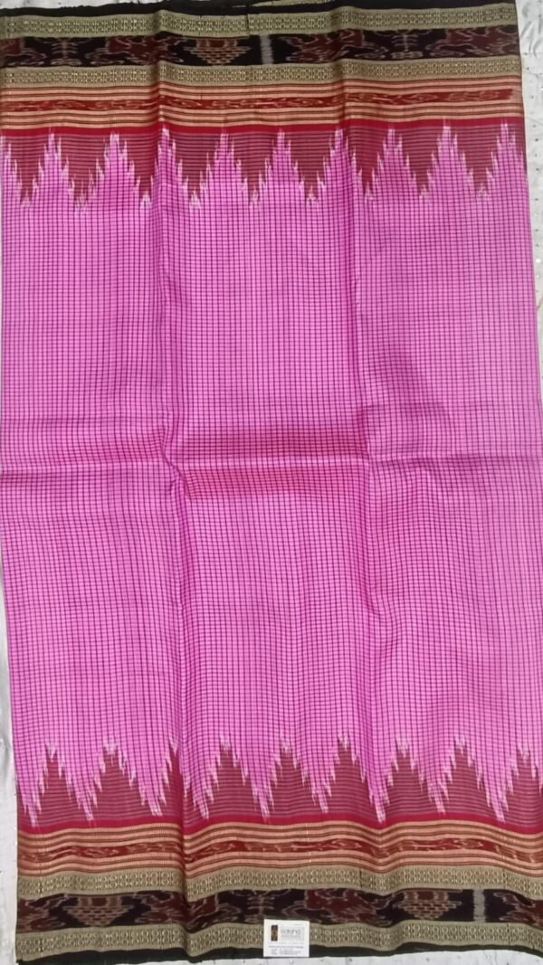 Pink sachipar khandua silk saree with black border