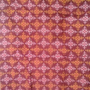 Maroon sambalpuri cotton fabric with tribal art