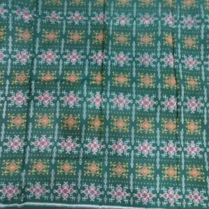 Green sambalpuri cotton fabric with flower