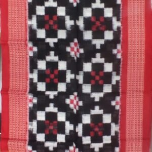 Red and black sambalpuri saptapar cotton shawl