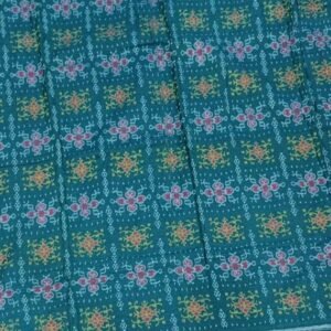 Green sambalpuri cotton fabric with tribal art