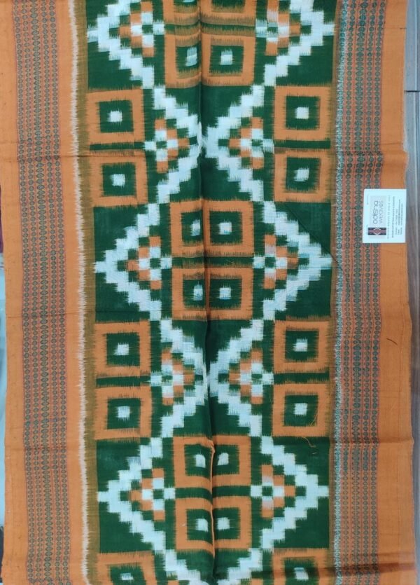 Green and brown sambalpuri saptapar cotton shawl - Image 5