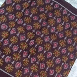 Maroon sambalpuri cotton fabric with tribal art