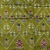 Green tribal art khandua silk saree with red border