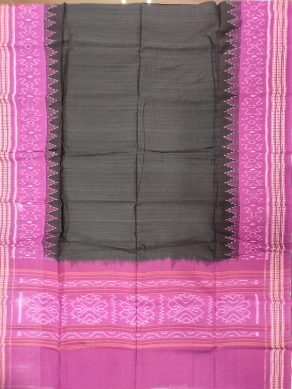 Black sambalpuri cotton shawl with magenta border