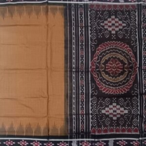 Brown sachipar sambalpuri cotton saree with black border