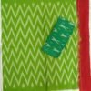 Green ikkat mercerised cotton saree with red border - Image 2