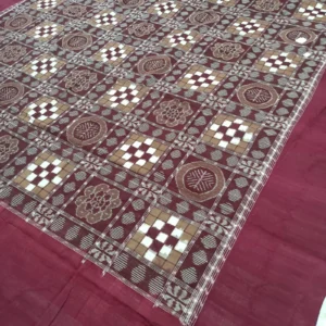 Sambalpuri saptapar double bedsheet in brown and maroon