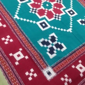 Maroon and green sambalpuri saptapar double bedsheet