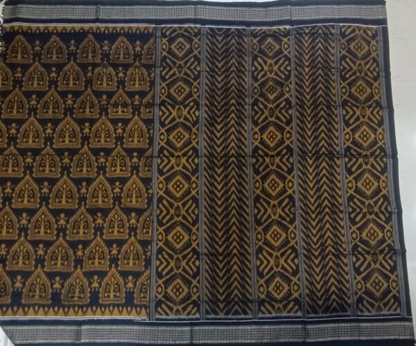 Black and yellow tribal art sambalpuri cotton saree