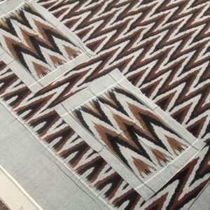 Brown Zig Zag ikat cotton double bedsheet with pillow cover