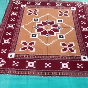 Sambalpuri cotton saptapar double bedsheet in brown and maroon