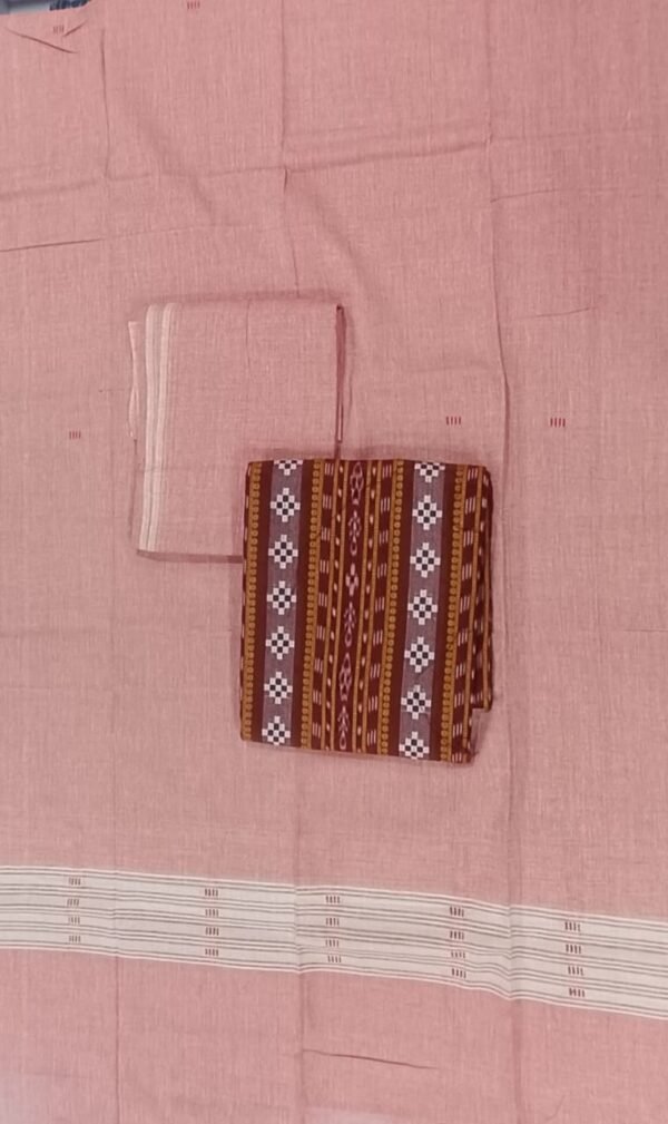 Maroon and pink sambalpuri dress material - Image 4