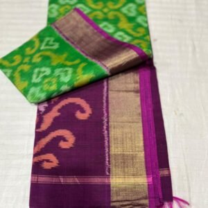 Light green and purple sico silk saree with blouse